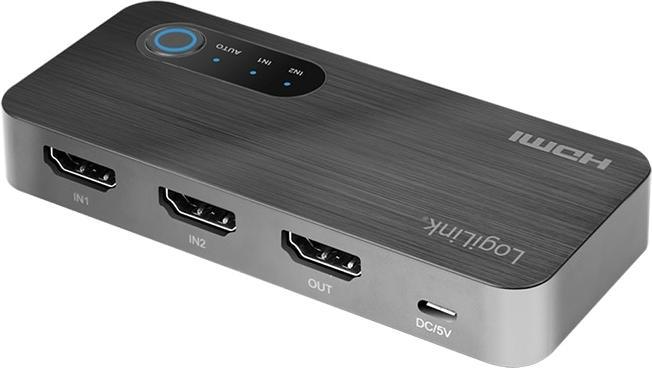 Immagine prodotto LogiLink Switch HDMI, 2x1 porte, 8K/60 Hz, HDCP, HDR, VRR, CEC