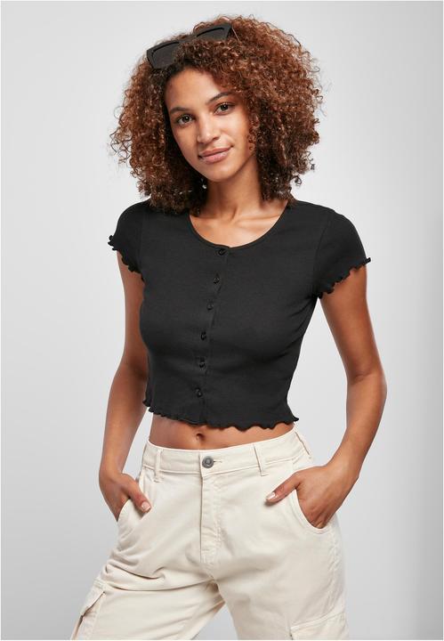 Image du produit Urban Classics Ladies Cropped Button Up Rib Tee (4XL)