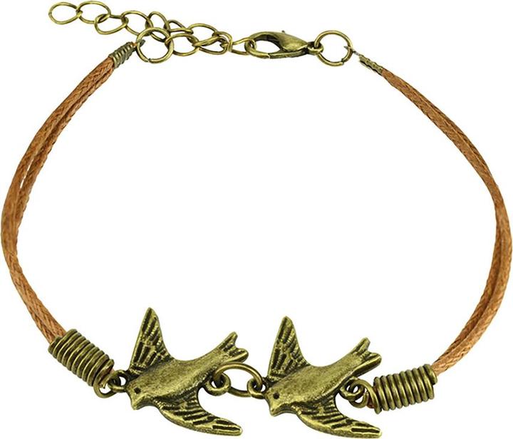 Produktbild Star Piercing Kunstlederarmband braun zwei Tauben (Kunstleder, ohne Messing)