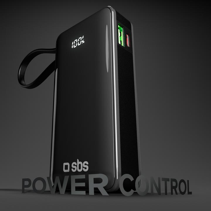 Produktbild SBS 10.000 mAh-Powerbank mit integriertem USB-C Kabel (10000 mAh, 20 W, 37 Wh)