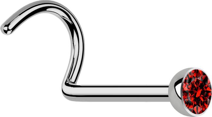 Image du produit Star Piercing Clous de nez courbes argentés avec cristal rouge (Titane G23, sans laiton)