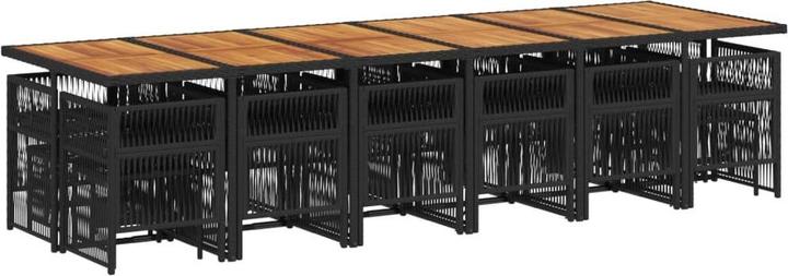 Actual product image VidaXL 17-pcs. Garden Dining Set With Cushions Black Poly Rattan (330 cm)