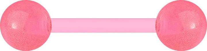 Star Piercing Barbell pink mit zwei Kugeln "Glow" (Bioflex, ohne Messing, Acryl)
