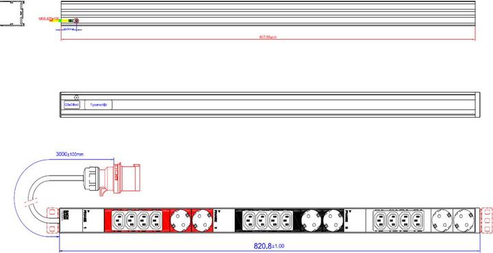 Productafbeelding Bachmann IT PDU ALU 0HE 12x C13 6x aardingscontact 3x 16A CEE rood