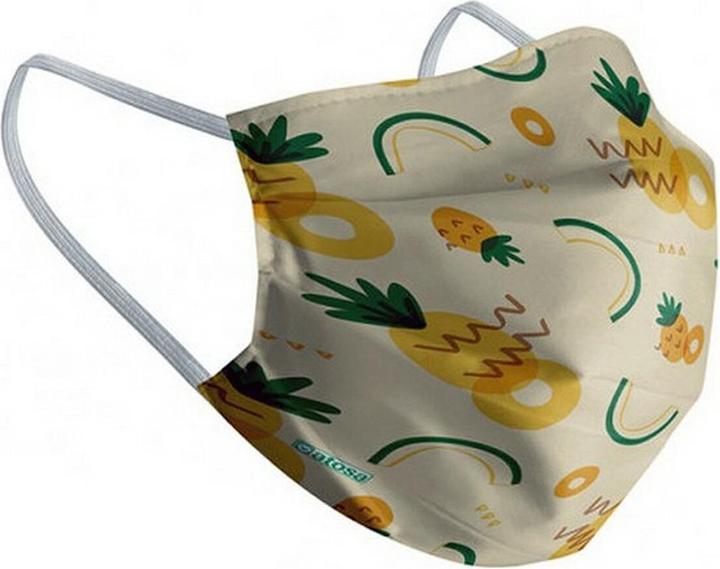 TOP Wiederverwendbare Stoff-Hygienemaske 10-12 Jahre Ananas (90 x)