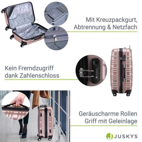 Produktbild Juskys Hartschalen Kofferset Rom (120 l, Handgepäck (bis 50l), M (50 - 90l), L (90 - 115l), XL (ab 115l))