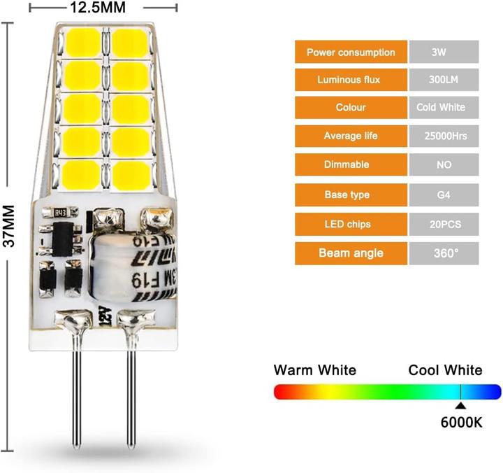 Immagine prodotto LS LED G4 Smart-Look 6000K (G4, 3 W, 300 lm, 1 x, E)