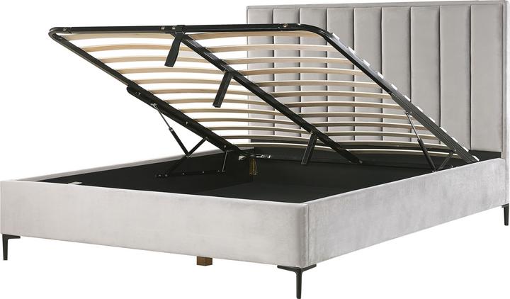 Image du produit Beliani Lit rembourré tissu velours gris avec sommier relevable 180 x 200 cm SEZANNE (180 x 200 cm)