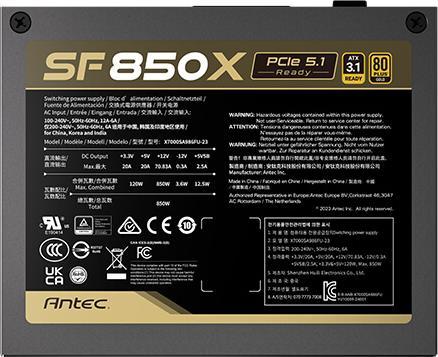 Image du produit Antec Bloc d'alimentation SF 850X SFX4.1 Modular (850W) 80+ Gold retail (850 W)