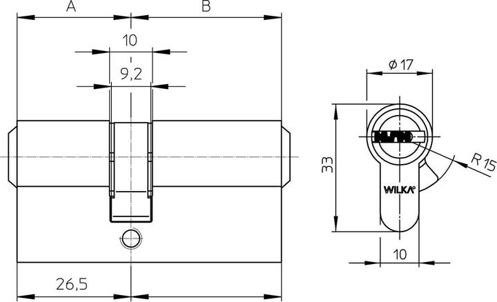 Actual product image Wilka Profile cylinder with Si card 3683 N+G, 26-45 mm, incl. 3 new silver spanners S3 (Profile cylinder)