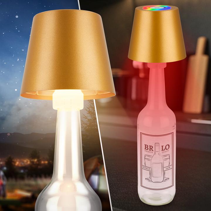 Produktbild Briloner RGB/W Accu table lamp, IP44, 2,5W, gold coloured incl. bottle cap