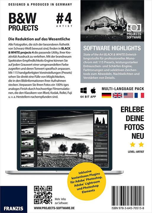 Produktbild Franzis BLACK & WHITE projects 4 (1 User, unbegrenzt)