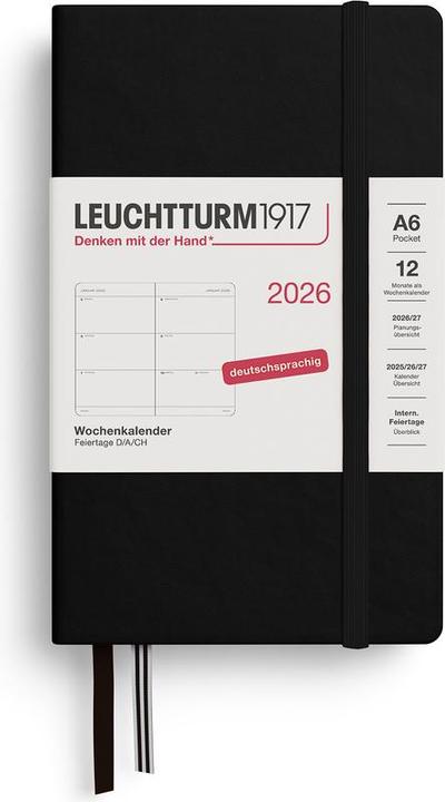 Actual product image Leuchtturm1917 Leuchtturm 1w/2s.Pocket Hc Schwarz (A6, German)