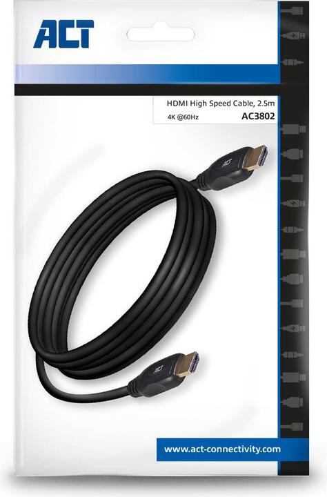 Immagine prodotto 2,5 metri di cavo HDMI 4K ad alta velocità HDMI-A maschio - HDMI-A maschio (2.50 m, HDMI)