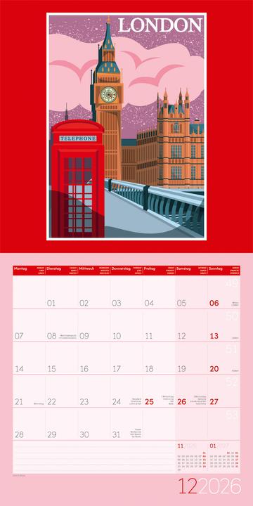 Image du produit Vintage Voyage - Reiseposter - Kalender 2026 - 30x30 (30 x 30 cm, Couverture rigide, Allemand, Français, Anglais)