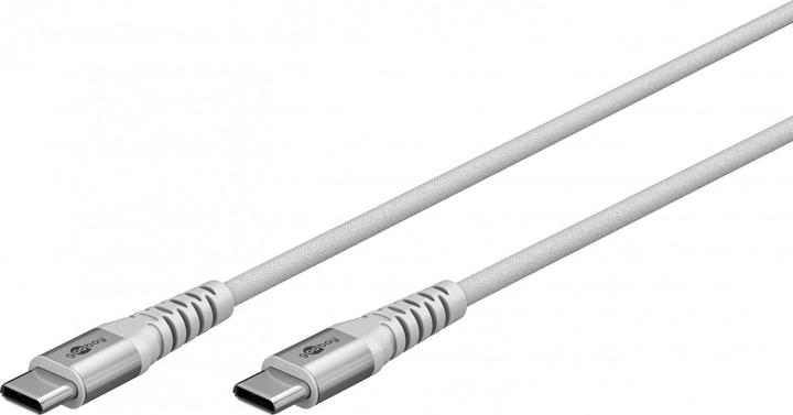 Produktbild Goobay USB-C-auf-USB-C-Textilkabel mit Metallsteckern, 2 m, weiss (2 m, USB 2.0)