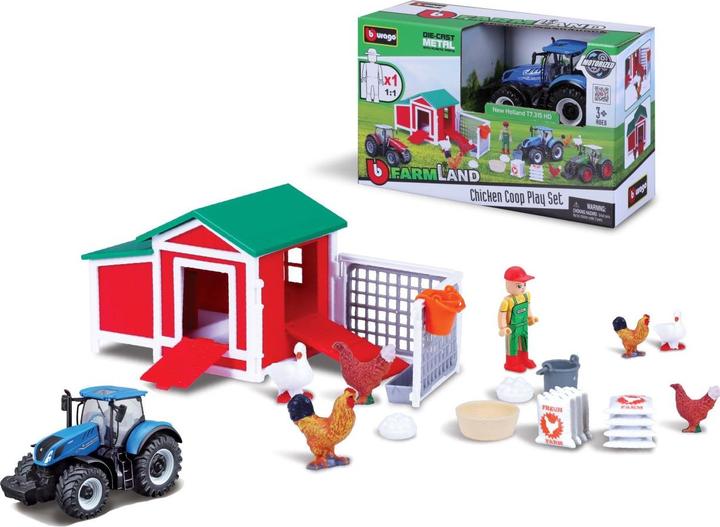 Produktbild Bburago Hühnerstall mit Traktor