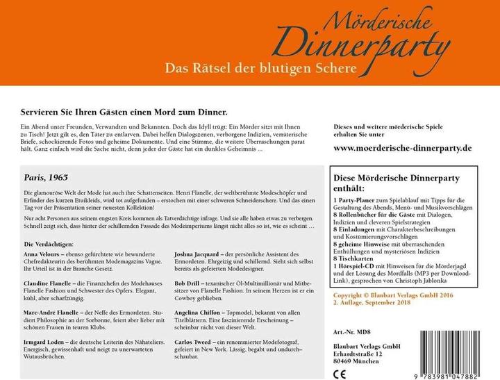 Image du produit Dîner meurtrier Le mystère des ciseaux ensanglantés (Allemand)