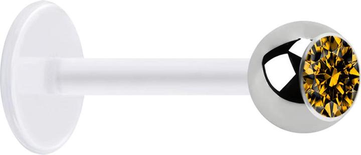 Produktbild Star Piercing Micro Labret transparent mit Kugel silber und Kristall topaz (ohne Messing, Chirurgenstahl 316L, Bioflex)