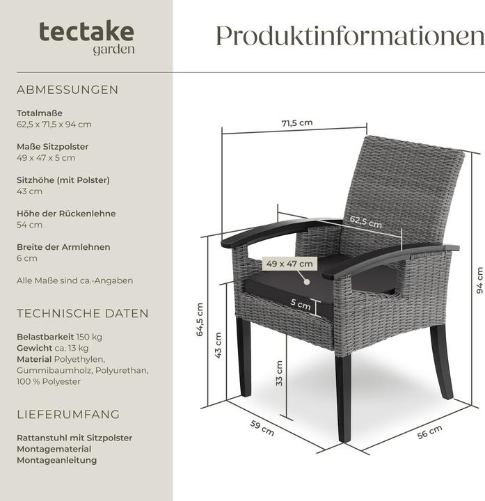 Image du produit tectake Chaise en rotin Rosarno