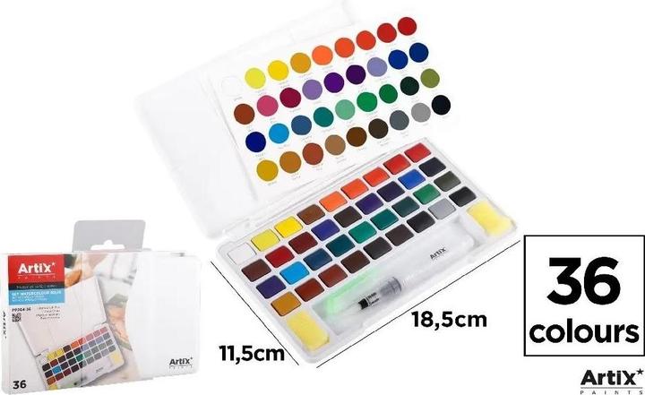 Produktbild Artix Aquarellfarbe mit einem Wasserpinsel, 36 Farben (Mehrfarbig)