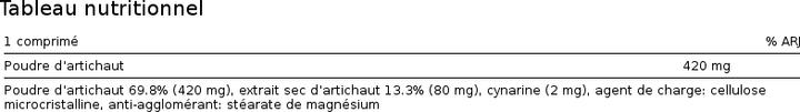 Nährwerte und Zutaten Phytopharma Artischocke (120 Stück, Tabletten, 120 g)