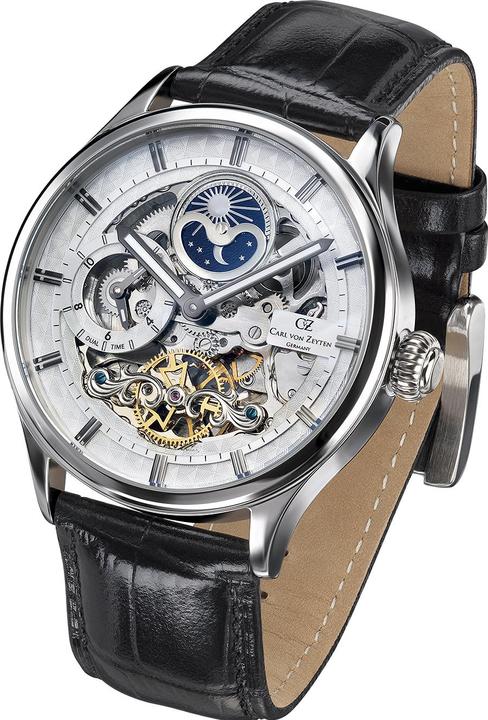 Produktbild Carl von Zeyten CVZ0008WHS Neustadt Automatik Dual Time 46mm 3ATM (Analoguhr, 46 mm)