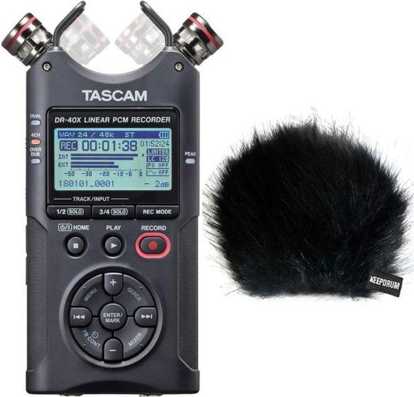 Actual product image Tascam DR-40X stereo audio recorder with windscreen (Handheld)