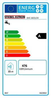 Energie-Label Stiebel Eltron DHE 18/21/24 kW Vollelektronischer Durchlauferhitzer immer gradgenaue Temperatur dank 4i Technologie