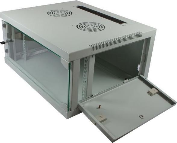Actual product image Allnet 19 inch wall-mounted enclosure 12he 1-piece t445/b541mm light grey smq series. (10.86 RU, 19 inch rack)