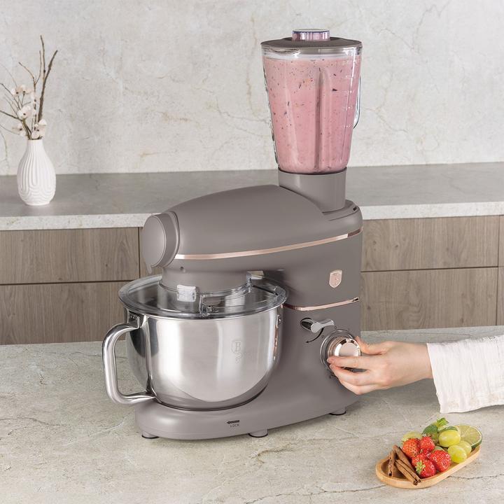 Produktbild BerlingerHaus Design Küchenmaschine inkl. Fleischwolf & 3 Pasta-Aufsätze, 1500W, taupe (1500 W)