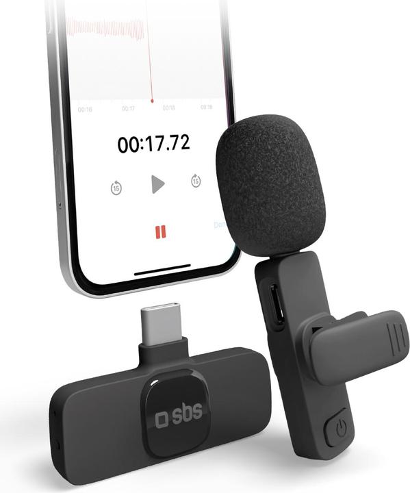 SBS Wireless microphone with receiver and clip