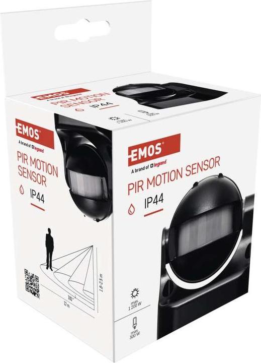 Produktbild Emos Bewegungsmelder (PIR-Sensor) IP44 1200W Schwarz (12 m)