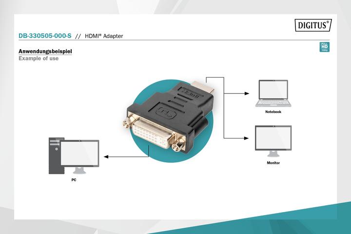 Actual product image Digitus HDMI Adapter, HDMI to DVI-I (HDMI, DVI)
