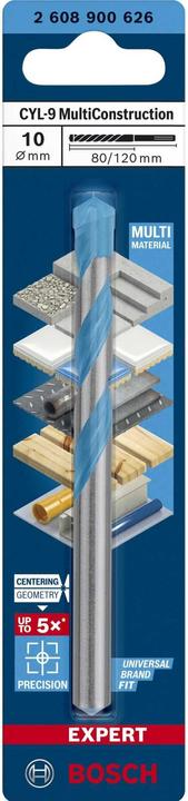 Immagine prodotto Bosch Professional Zubehör Trapano Expert CYL-9 MultiConstruction, 10 x 80 x 120 mm, d 9 mm (10 millimetri)