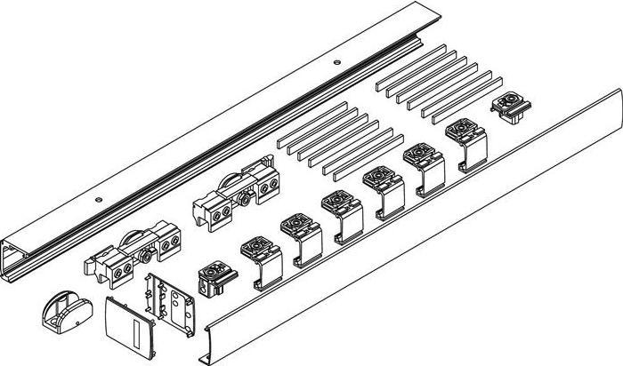 Image du produit Geze Système coulissant Levolan 120 120 kg 2450 mm Aspect inox Vantaux en verre Kit complet 64-124 cm
