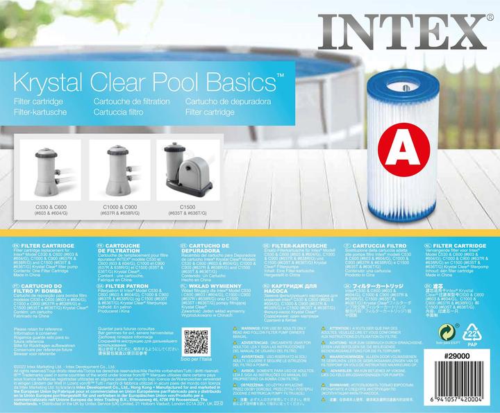 Actual product image Intex Filter cartridge type A