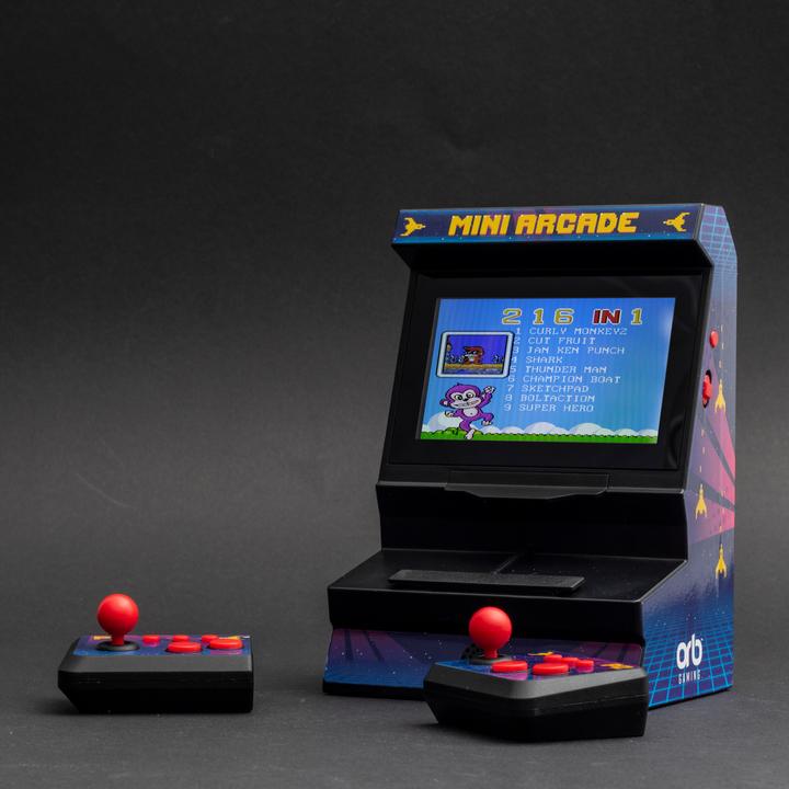 Immagine prodotto ORB - Mini Arcade Machine mit Dual-Controller - inkl. 300x 8-bit Spielen