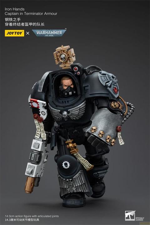 Actual product image Joy Toy Warhammer 40k action figure 1/18 Iron Hands Captain in Terminator Armour 14 cm