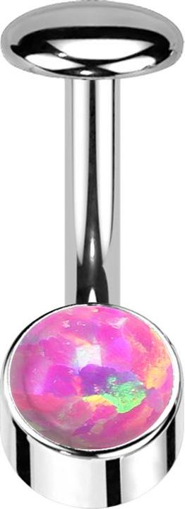 Produktbild Star Piercing Threadless Labret-Stab Banane silber Zylinder silber Opal pink (Titan G23)