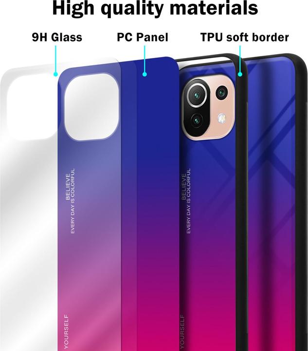 Productafbeelding Cadorabo TPU 2 Kleuren Glazen Hoesje (Xiaomi Mi 11 Lite, Xiaomi Mi 11 Lite 5G, Xiaomi Mi 11 Lite 5G NE)