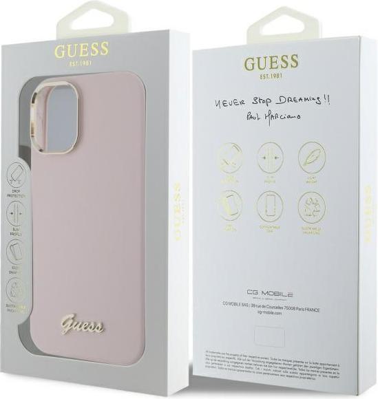 Produktbild Guess GUHCP16MSMBSLP iPhone 16 Plus 6.7" różowy/pink hardcase Silicone Script Metal Logo & Frame