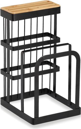 Zeller Present Messerblock mit Brettchenständer Metall Bambus 12x14x22 cm