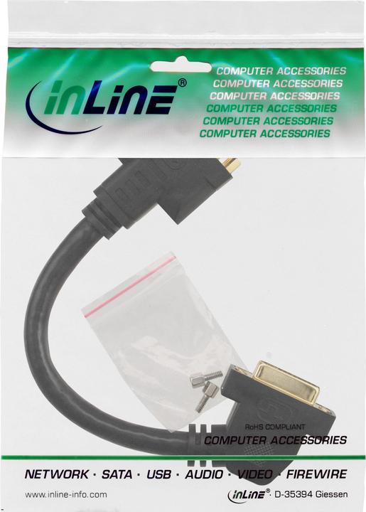 Produktbild InLine Adapter AV DVI-I - DVI-I schwarz (17301G) (0.20 m, DVI)