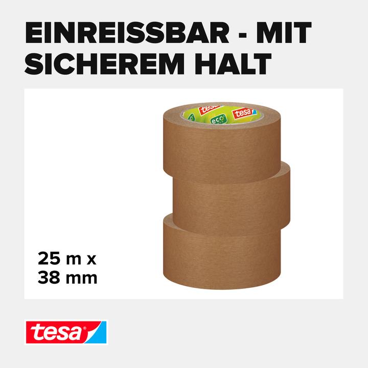 Actual product image tesa tesapack PAPER STANDARD packaging tape - 56 % bio-based material - recycling-friendly (38.38 mm)