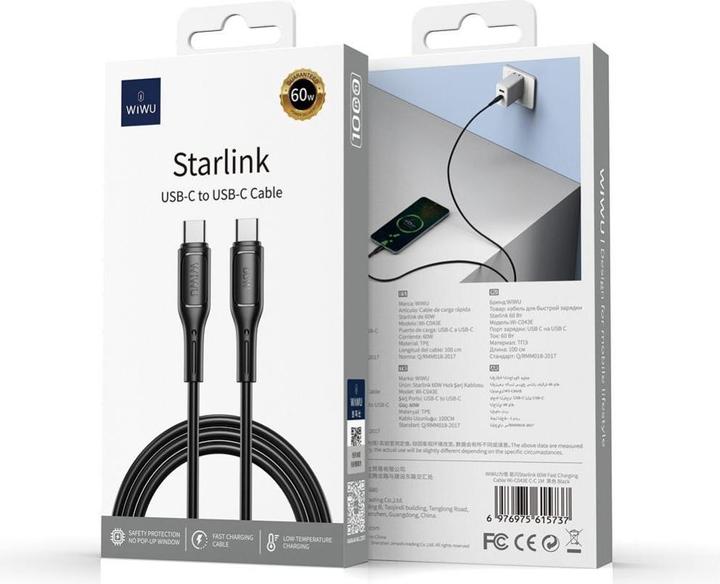 Immagine prodotto Wiwu Cavo di ricarica rapida Starlink Series 60W Wi-C043E C-C Nero (USB 3.0, 30 W)