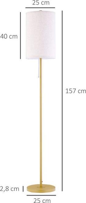 Actual product image Swisshandel24 Stehlampe Wohnzimmer Stehleuchte mit Leinen Lampenschirm, Zugkettenschalter (E27)