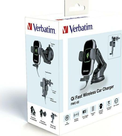 Produktbild Verbatim Fast Qi Fast Wireless Car Charger USB-C 15W FWC-02