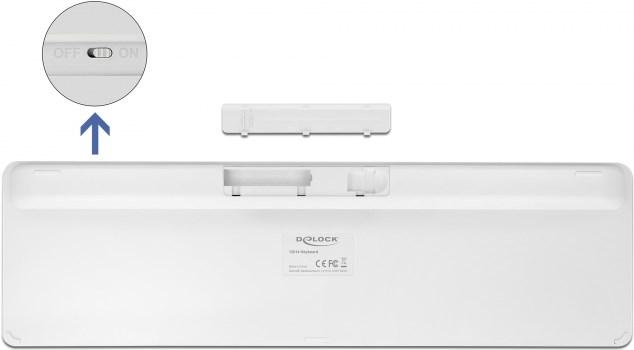 Produktbild Delock USB Tastatur 2,4 GHz kabellos weiss (flach) (DE, Kabelgebunden)
