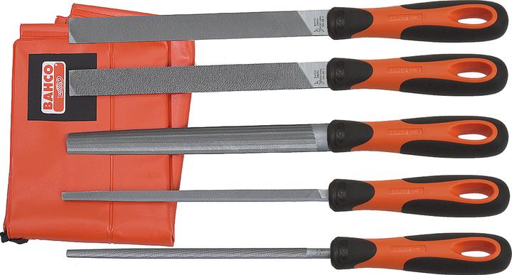 Produktbild Bahco ERGO Feilensatz, 4 x Bastardhieb/1 x Halbschlicht 200 mm 5-teilig (Hieb 1, 200 mm)